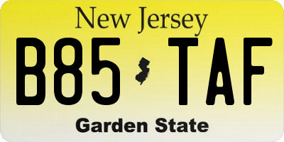 NJ license plate B85TAF