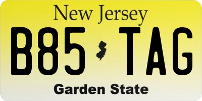 NJ license plate B85TAG
