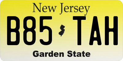 NJ license plate B85TAH