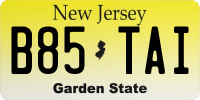 NJ license plate B85TAI