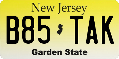 NJ license plate B85TAK