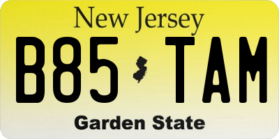 NJ license plate B85TAM
