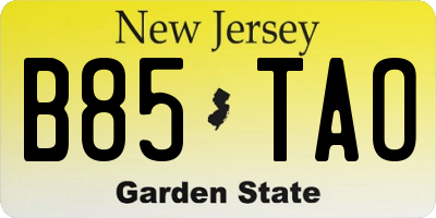 NJ license plate B85TAO