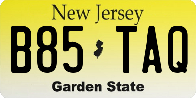 NJ license plate B85TAQ