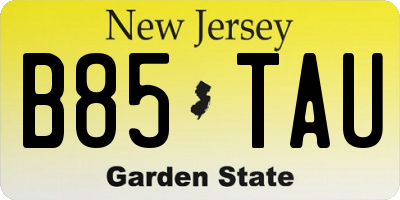 NJ license plate B85TAU