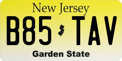 NJ license plate B85TAV