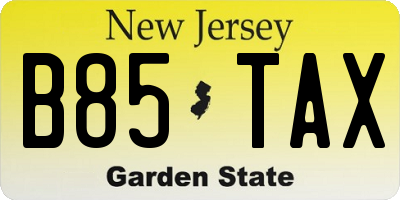 NJ license plate B85TAX