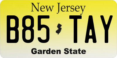 NJ license plate B85TAY