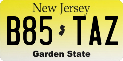 NJ license plate B85TAZ