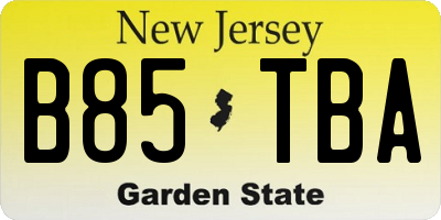 NJ license plate B85TBA