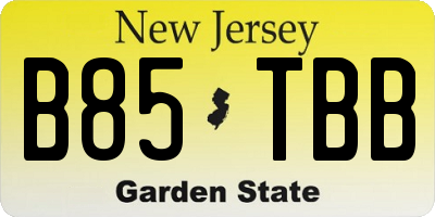 NJ license plate B85TBB