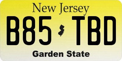 NJ license plate B85TBD