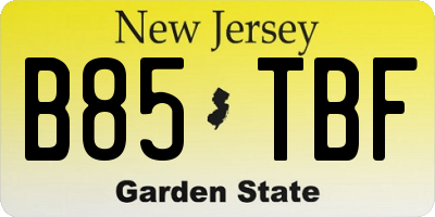 NJ license plate B85TBF