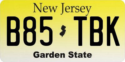 NJ license plate B85TBK