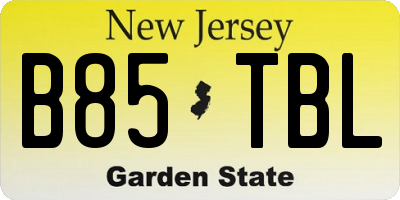 NJ license plate B85TBL