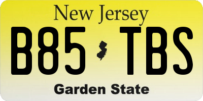 NJ license plate B85TBS