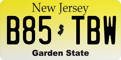 NJ license plate B85TBW