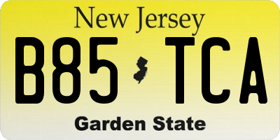 NJ license plate B85TCA