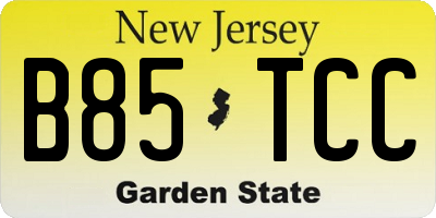NJ license plate B85TCC