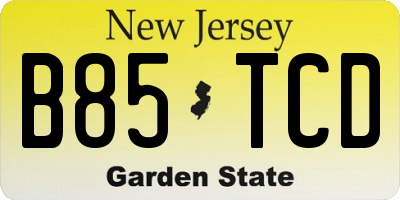 NJ license plate B85TCD