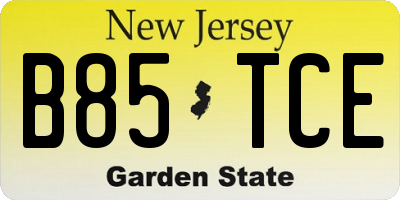 NJ license plate B85TCE