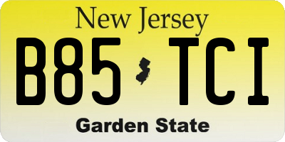 NJ license plate B85TCI