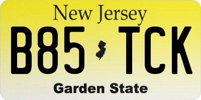 NJ license plate B85TCK