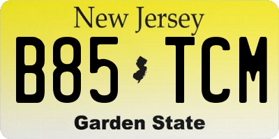 NJ license plate B85TCM