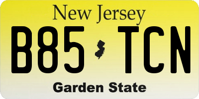 NJ license plate B85TCN