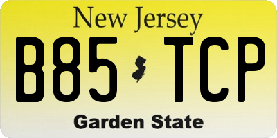 NJ license plate B85TCP