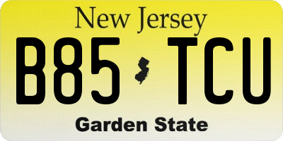 NJ license plate B85TCU