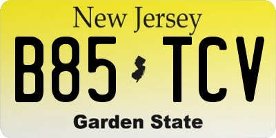NJ license plate B85TCV