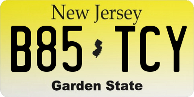 NJ license plate B85TCY