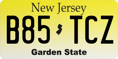 NJ license plate B85TCZ