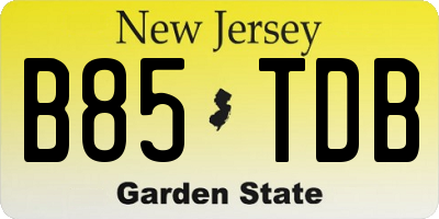 NJ license plate B85TDB