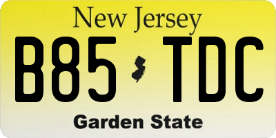 NJ license plate B85TDC