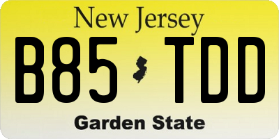 NJ license plate B85TDD