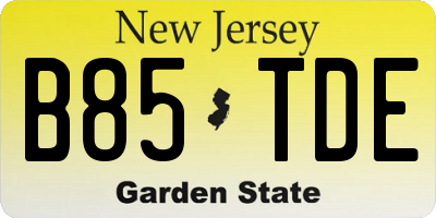 NJ license plate B85TDE