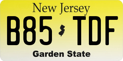 NJ license plate B85TDF