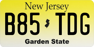 NJ license plate B85TDG