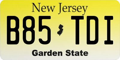 NJ license plate B85TDI