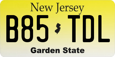 NJ license plate B85TDL