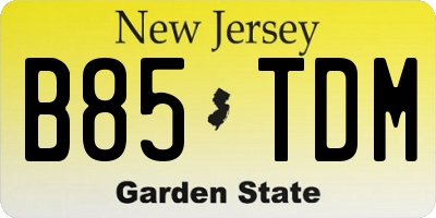 NJ license plate B85TDM