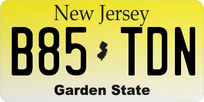 NJ license plate B85TDN