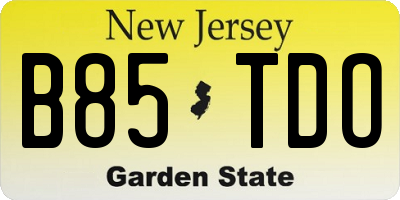 NJ license plate B85TDO