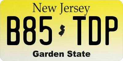 NJ license plate B85TDP