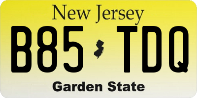 NJ license plate B85TDQ