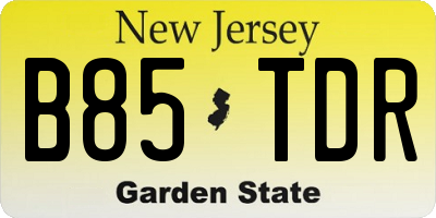 NJ license plate B85TDR