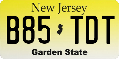 NJ license plate B85TDT