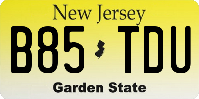 NJ license plate B85TDU